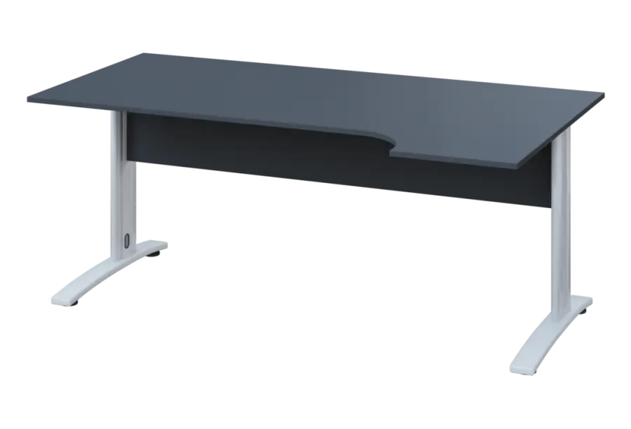 ERK 18 - 184 stůl kancelářský, rohový, pravý, kovová podnož bílá, deska 18 mm, široký 1800 mm, antracit